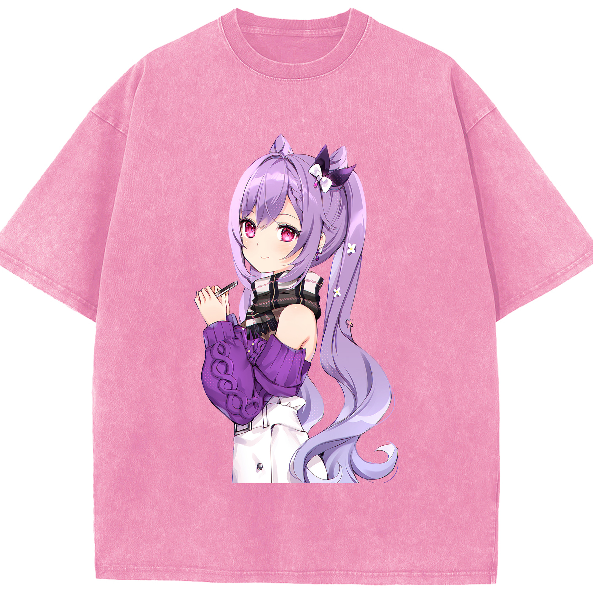 げんし神 刻晴 こくせい genshin Kokusei 綿100% ヴィンテージ風 半袖Tシャツ（フロントプリント）